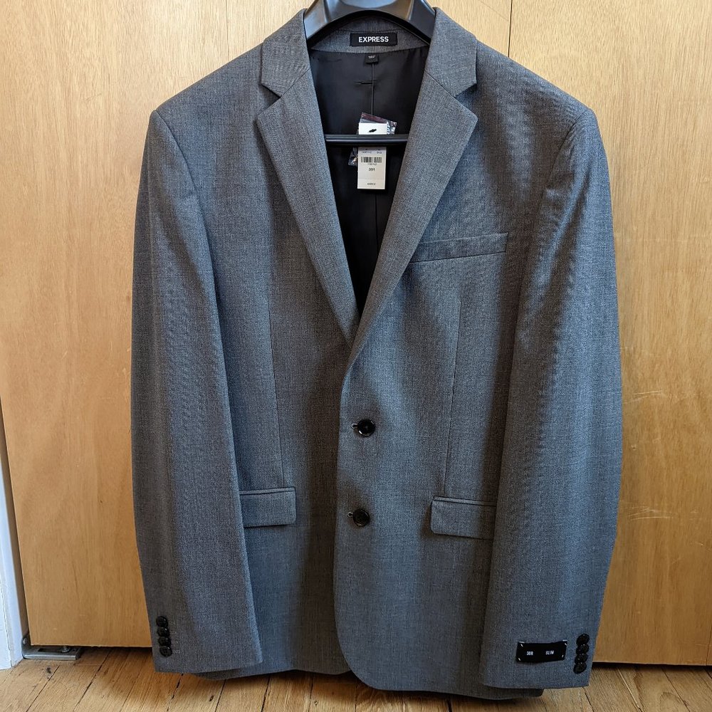 Express Slim Grey Stretch Suit Jacket - NWT